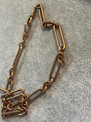 Lot 217 - A 9ct gold fetter link Albert chain