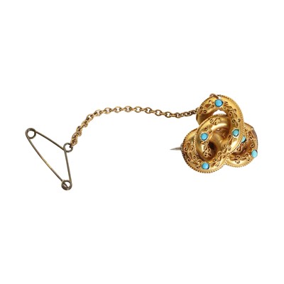 Lot 6 - A Victorian Etruscan Revival style knot brooch