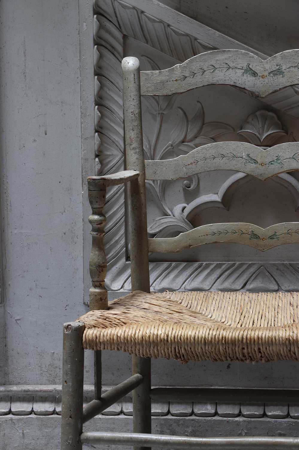 Lot 153 - A painted ash ladder-back armchair
