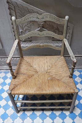 Lot 153 - A painted ash ladder-back armchair