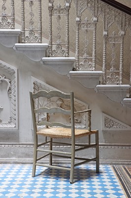 Lot 153 - A painted ash ladder-back armchair