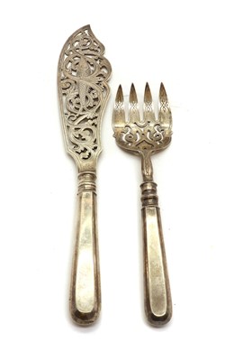 Lot 27 - A Russian silver fish knife and fork