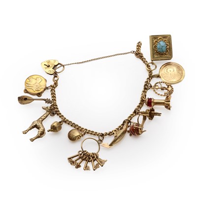 Lot 197 - A gold charm bracelet
