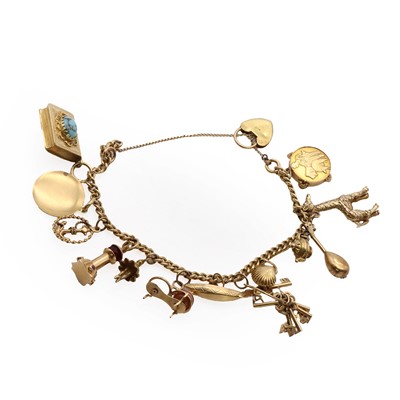 Lot 197 - A gold charm bracelet