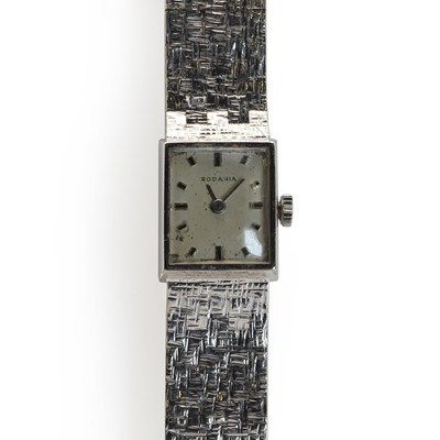 Lot 241 - A 9ct white gold Rodania mechanical bracelet watch