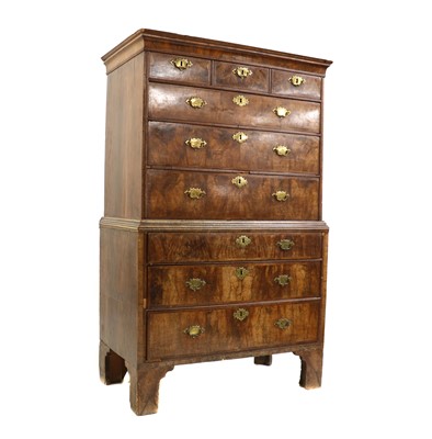 Lot 397 - A walnut chest on chest