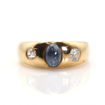 Lot 48 - An Edwardian sapphire and diamond Prussian style ring