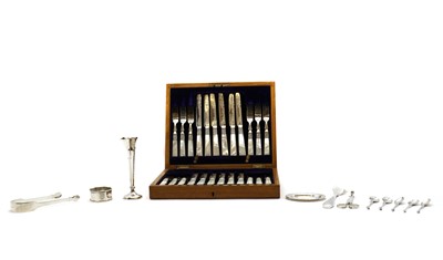 Lot 44 - A set of twelve mother of pearl and silver forks