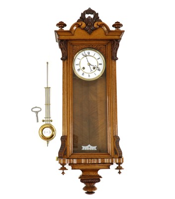 Lot 474 - A Vienna carved wood regulator clock