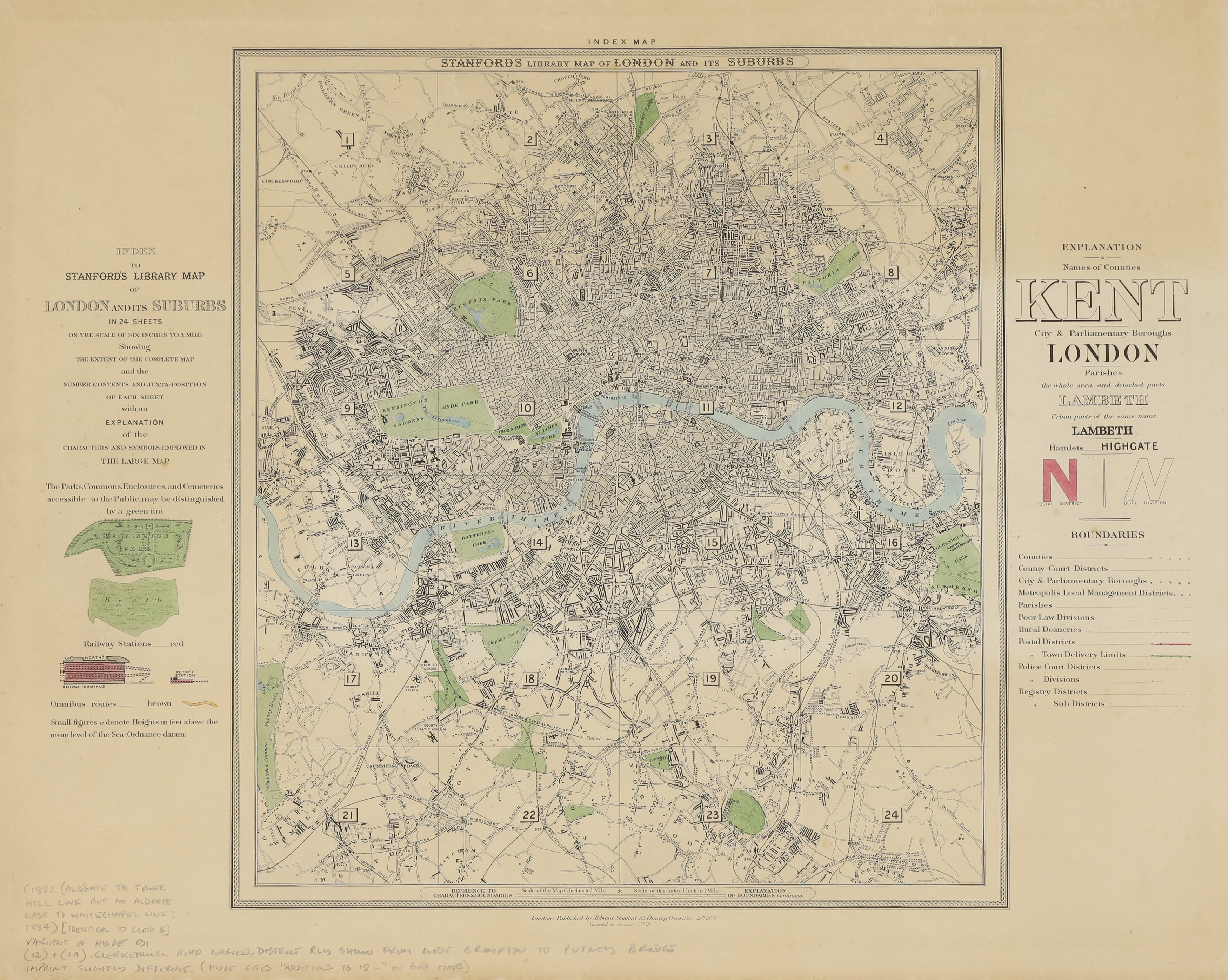 Lot 90 - STANFORD'S Library Map of London and its