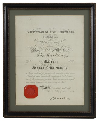 Lot 251 - A Certificate from the 'Institution of Civil Engineers'