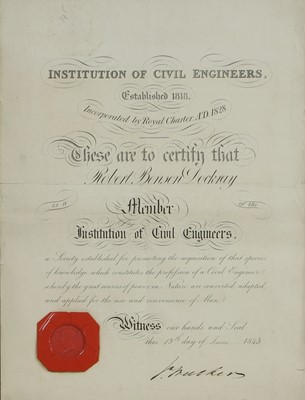Lot 251 - A Certificate from the 'Institution of Civil Engineers'