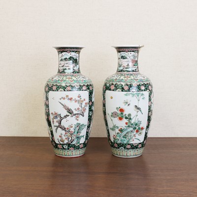 Lot 195 - A pair of Chinese famille verte vases
