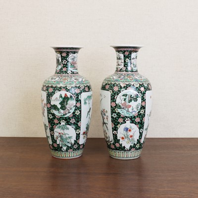 Lot 195 - A pair of Chinese famille verte vases