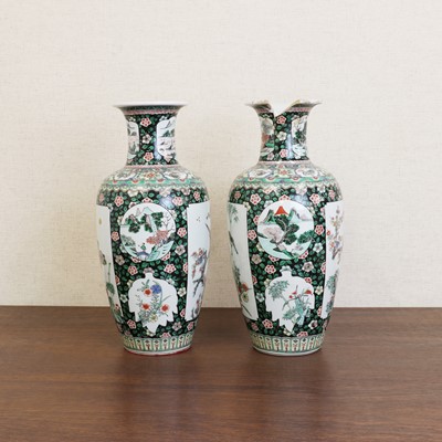 Lot 195 - A pair of Chinese famille verte vases