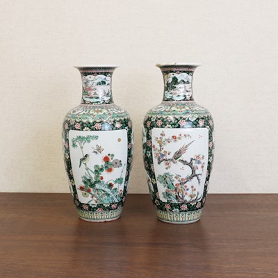 Lot 195 - A pair of Chinese famille verte vases