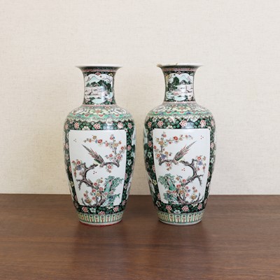 Lot 195 - A pair of Chinese famille verte vases