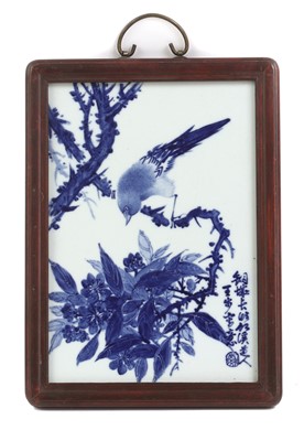Lot 176 - A Chinese blue and white porcelain plaque