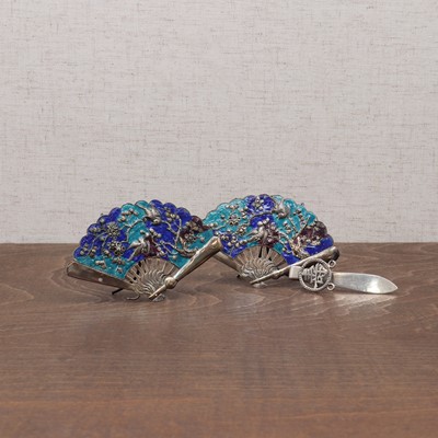 Lot 203 - A pair of Chinese silver table card holders