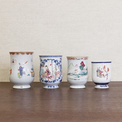 Lot 201 - A collection of four Chinese export famille rose mugs