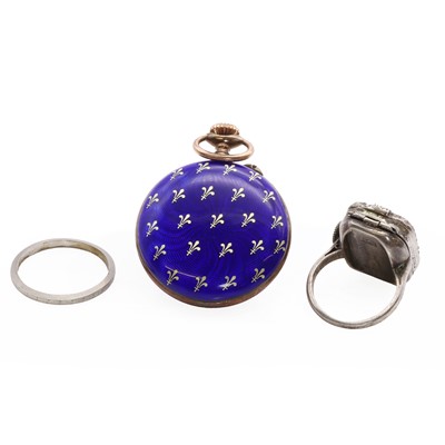 Lot 219 - An early 20th century silver gilt guilloché enamel fob watch, by Fauvette