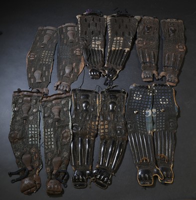 Lot 122 - A group of six pairs of Japanese han kote (arm armour)