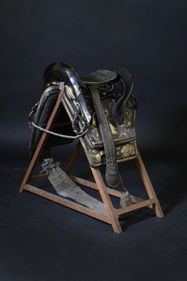Lot 141 - A Japanese kura (saddle) and aori (saddle pads)