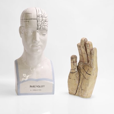 Lot 462 - A medical pottery phrenology bust