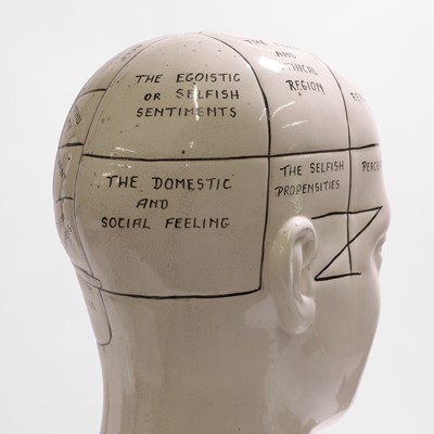 Lot 462 - A medical pottery phrenology bust