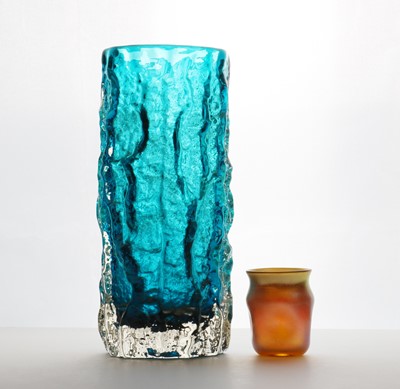Lot 236 - A Whitefriars Kingfisher Blue Bark vase