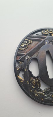 Lot 90 - A Japanese bronze tsuba and a kozuka