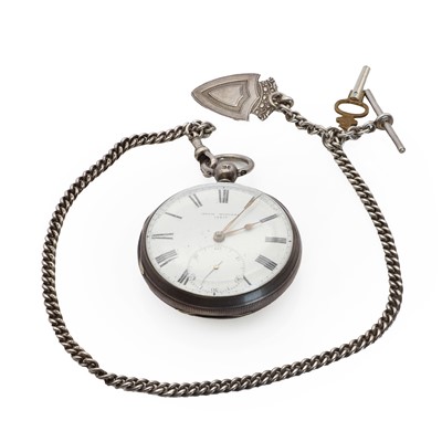 Lot 239 - Two silver pocket watches with chains