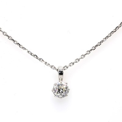 Lot 230 - A white gold single stone old European cut diamond pendant