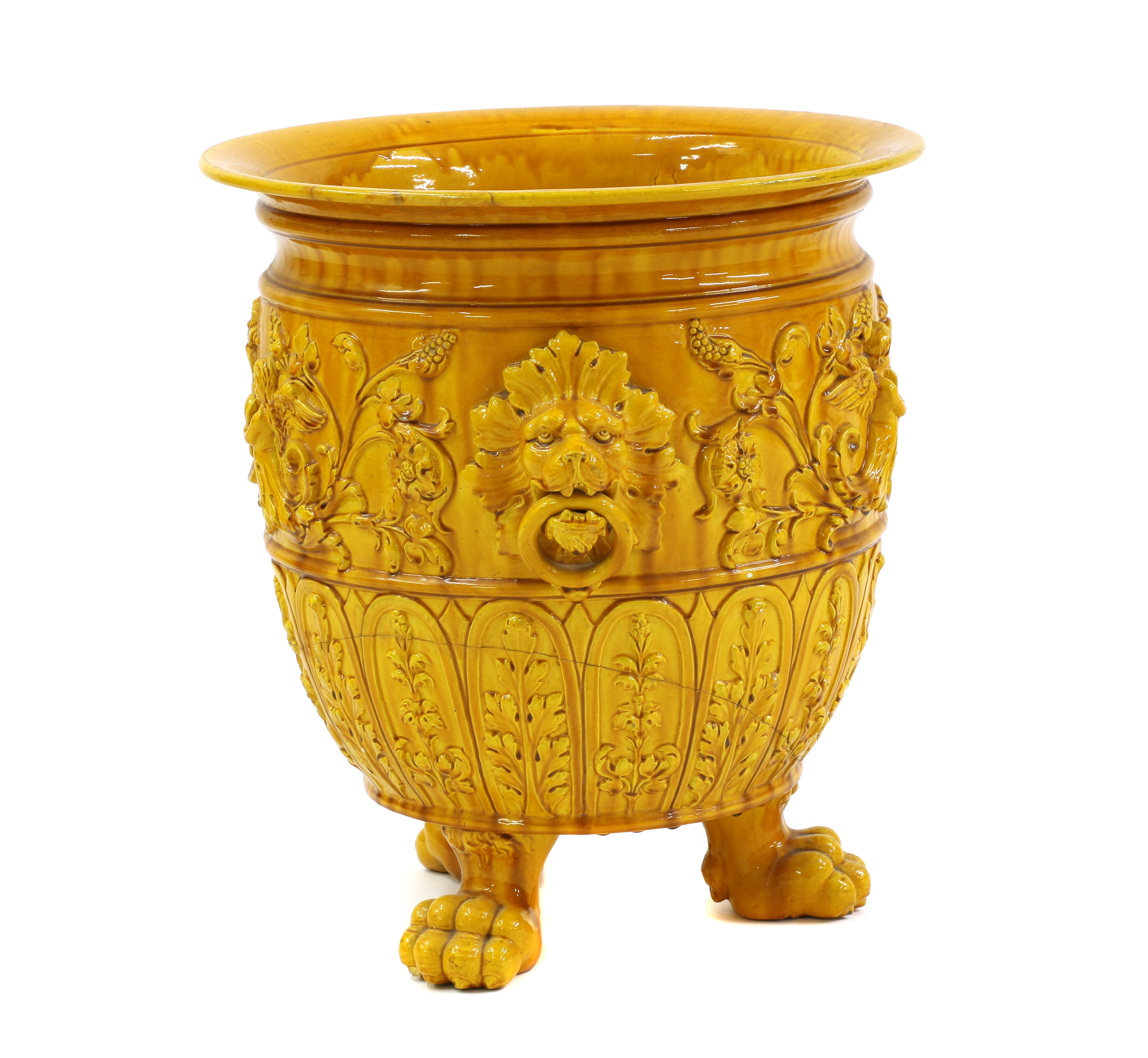 Lot 214 - A Burmantofts style yellow glazed pottery