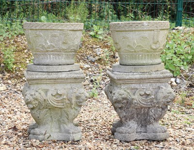 Lot 454 - A pair of composite stone planters