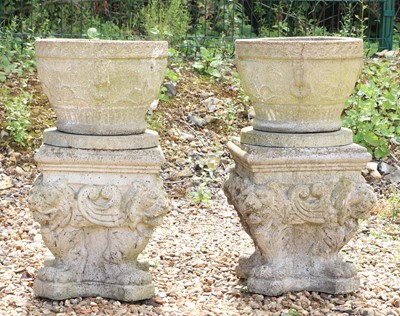 Lot 454 - A pair of composite stone planters