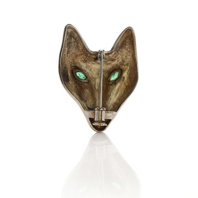 Lot 111 - A white gold fox mask brooch