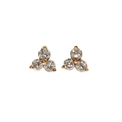 Lot 37 - A pair of diamond trefoil cluster earrings