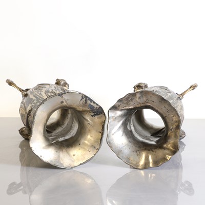 Lot 114 - A pair of silvered German Art Nouveau vases