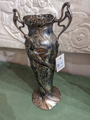 Lot 114 - A pair of silvered German Art Nouveau vases