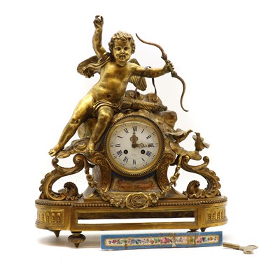 Lot 246 - A French gilt spelter mantle clock