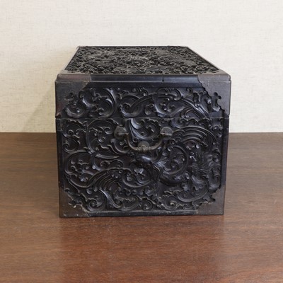 Lot 273 - A Chinese zitan wood box and cover