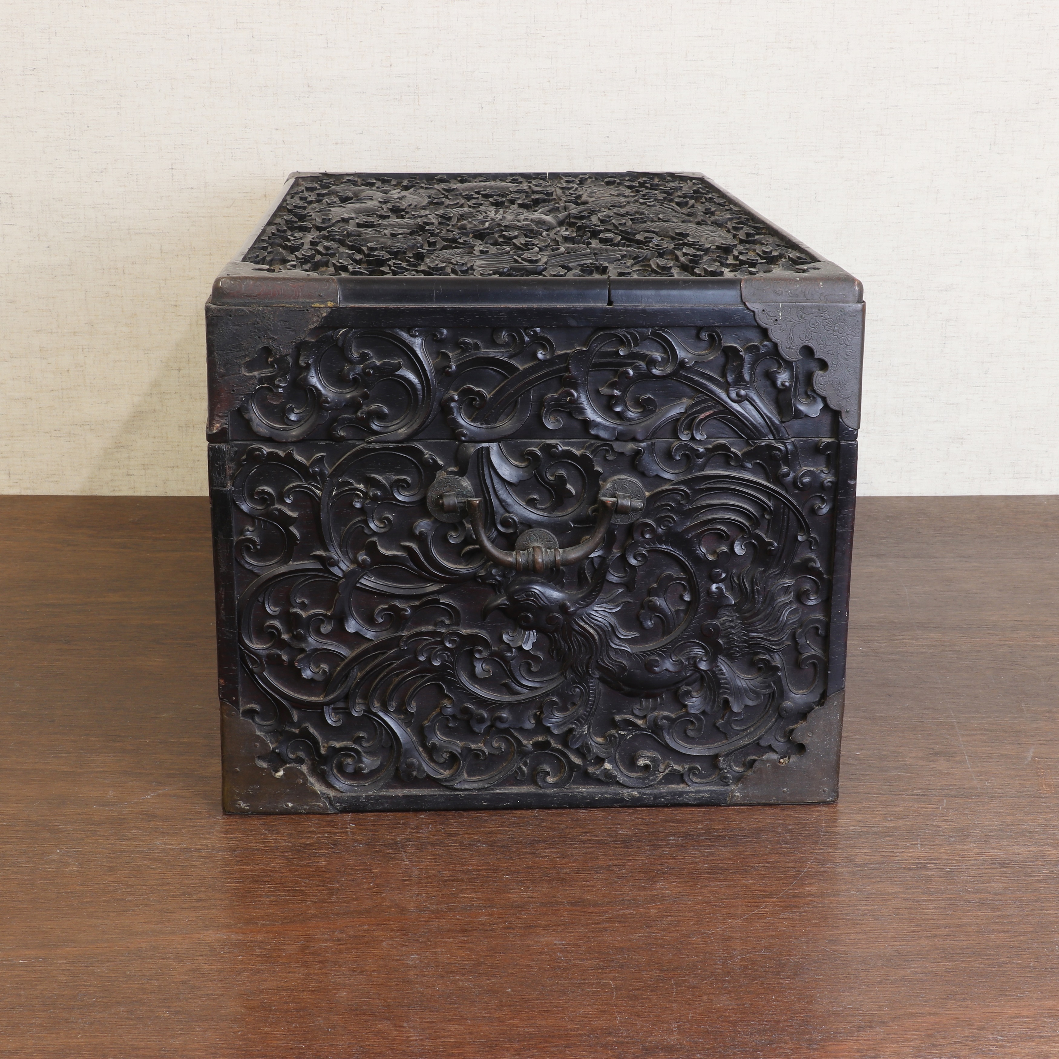 Lot 273 - A Chinese zitan wood box and cover,