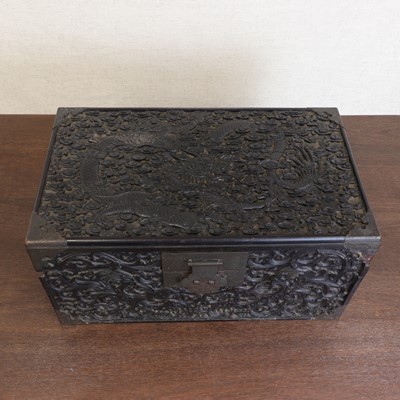 Lot 273 - A Chinese zitan wood box and cover