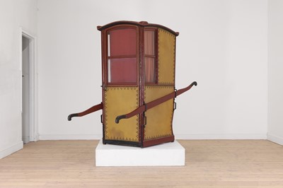 Lot 292 - A painted and leather-covered sedan chair