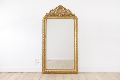 Lot 137 - A Louis XVI-style giltwood and gesso wall mirror
