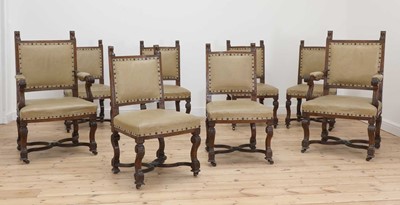 Lot 418 - A set of eight late Victorian oak dining chairs by Gillows