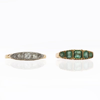 Lot 136 - Two gold five stone rings
