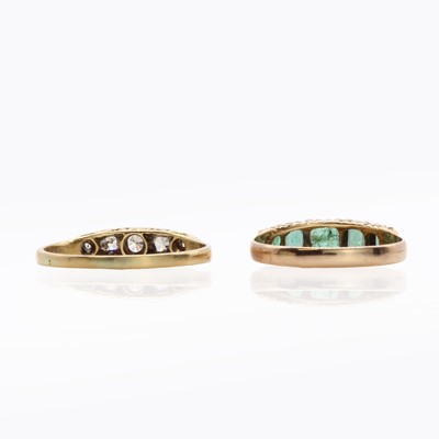 Lot 136 - Two gold five stone rings