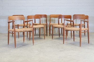Lot 374 - A set of six Danish teak 'Model 75' dining chairs